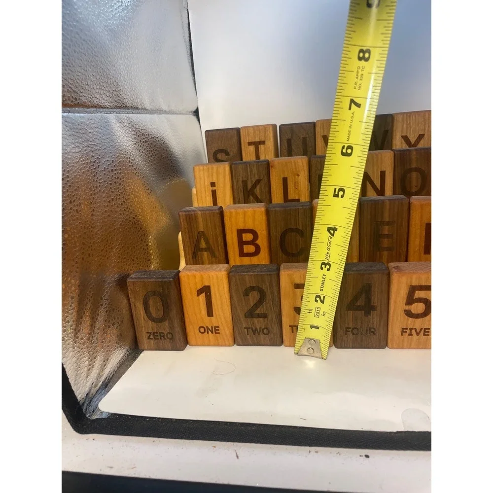 26 English Wood Alphabet Blocks cap and Lower case along with 10 num Wood Blocks